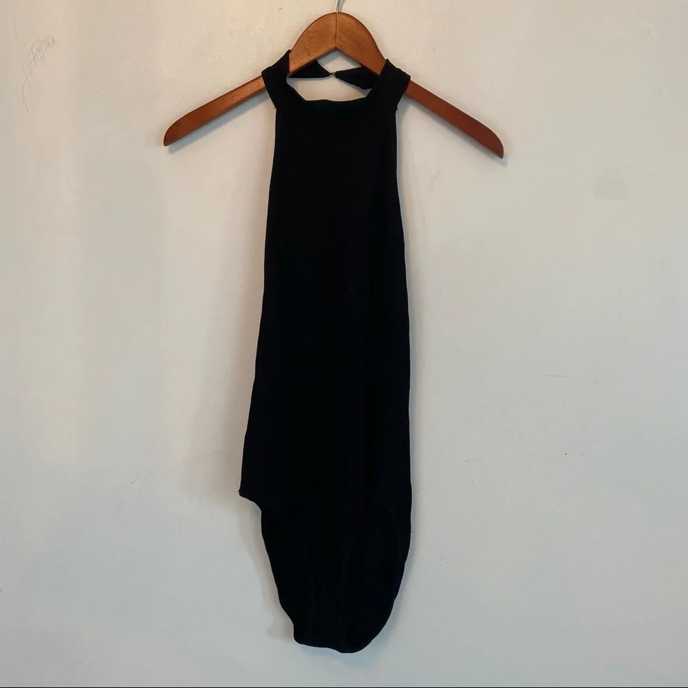 ⚡️ZARA Black Open Back Halter Top Backless Bodysuit Ribbed Sleeveless Shirt | M - Picture 2 of 6